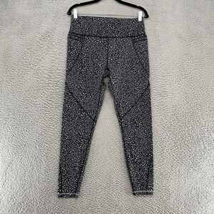 Sweaty Betty Power Leggings Womens 10 Green Animal Print Ankle Pockets Workout